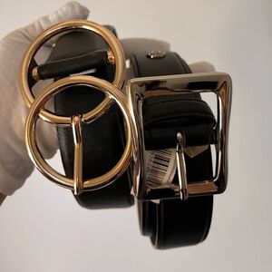 Black belts with silver and gold hardware